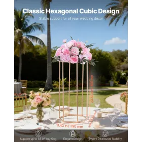 VEVOR Wedding Flower Stand, 10PCS 60cm Column Flower Stand, Floral Stands with Acrylic Laminate, Hexagonal Cubic Floral Display 