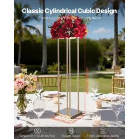 Wedding Flower Stand, 10PCS 80cm Column Flower Stand, Floral Stands with Metal Laminate, Cylindrical Cubic Floral Display Rack f