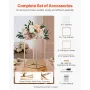 VEVOR Wedding Flower Stand, 10PCS 40cm Column Flower Stand, Floral Stands with Acrylic Laminate, Gold Rectangular Floral Display