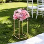 Wedding Flower Stand, 10PCS 40cm Column Flower Stand, Floral Stands with Acrylic Laminate, Gold Rectangular Floral Display Rack 