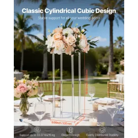 VEVOR bryllup blomsterstativ, 10 STK 50 cm søjle blomster stativ, blomster stativer med akryl laminat, cylindrisk kubisk