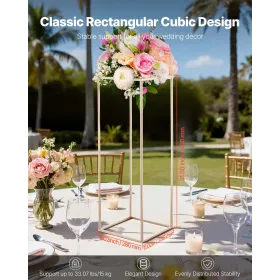 VEVOR bryllup blomsterstativ, 10 STK 80 cm søjle blomsterstativ, blomsterstativ med skjult skrue, rektangulær kubisk