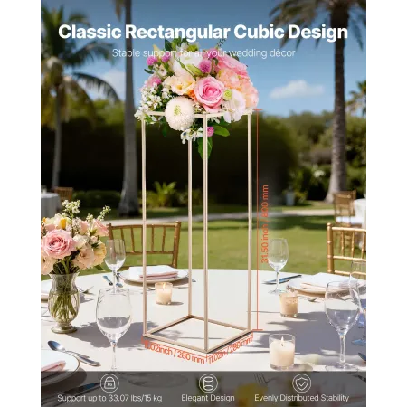 VEVOR Wedding Flower Stand, 10PCS 80cm Column Flower Stand, Floral Stands with Hidden Screw, Rectangular Cubic Floral Display Ra