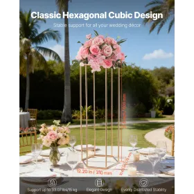 Wedding Flower Stand, 10PCS 80cm Column Flower Stand, Floral Stands with Acrylic Laminate, Hexagonal Cubic Floral Display Rack f