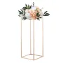 Wedding Flower Stand, 10PCS 60cm Column Flower Stand, Floral Stands with Acrylic Laminate, Gold Rectangular Floral Display Rack 