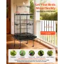 VEVOR Bird Cage, 830 x 790 x 2100 mm, Open Flat Top, Wrought Iron Bird Flight Cage with Perches, Slide-Out Tray, Plastic Feeders