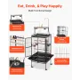 Bird Cage, 830 x 790 x 2100 mm, Open Flat Top, Wrought Iron Bird Flight Cage with Perches, Slide-Out Tray, Plastic Feeders, for 