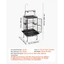 VEVOR Bird Cage, 830 x 790 x 2100 mm, Open Flat Top, Wrought Iron Bird Flight Cage with Perches, Slide-Out Tray, Plastic Feeders