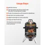 Charcoal Smoker, 406mm Vertical Charcoal BBQ Grill, Coated Steel Barbecue Smoker with 2 Grilling Grates, Thermometer, Air Vents 