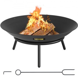 Fire Pit Bowl, 22-Inch Deep Round Carbon Steel Fire Bowl, Wood Burning for Outdoor Patios, Backyards & Camping Uses, with A