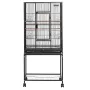 Bird Cage, 625 x 425 x 1370 mm, Flat Top, Wrought Iron Bird Flight Cage with Perches, Slide-Out Tray and Plastic Feeders, Caster