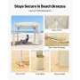 Beach Cabana, 2.4 x 2.4 m Beach Canopy with Side Wall, UPF 50+ Protection Easy Setup Cabana Tent with Sand Pockets, Adjustable H