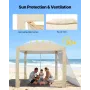 VEVOR Beach Cabana, 2.4 x 2.4 m Beach Canopy with Side Wall, UPF 50+ Protection Easy Setup Cabana Tent with Sand Pockets, Adjust