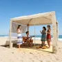 Beach Cabana, 2,4 x 2,4 m strandhytte med sidevæg, UPF 50+
