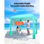 Beach Cabana, 2.4 x 2.4 m Beach Canopy with Side Wall, UPF 50+ Protection Easy Setup Cabana Tent with Sand Pockets, Adjustable H
