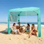VEVOR Beach Cabana, 2.4 x 2.4 m Beach Canopy with Side Wall, UPF 50+ Protection Easy Setup Cabana Tent with Sand Pockets, Adjust