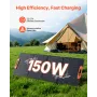 150W foldbart monokrystallinsk solpanel, 23 % effektivitet