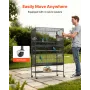 Bird Cage, 800 x 520 x 1320mm, Flat Top, Wrought Iron Bird Flight Cage with Perches, Slide-Out Tray and Plastic Feeders, Casters