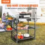 Camping Kitchen Table, One-piece Folding Portable Cook Station with A Carrying Bag, Aluminum Camping Table 4 Iron Side Tables & 