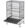 Bird Cage, 800 x 520 x 1320mm, Flat Top, Wrought Iron Bird Flight Cage with Perches, Slide-Out Tray and Plastic Feeders, Casters