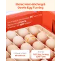 36 Egg Incubator, Automatic Egg Turner with LED Candler & Water Tray, Temperature & Humidity Control, 360° View Clear Window, Po