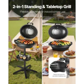 VEVOR Electric Grill 2400W, 2-in-1 Standing & Tabletop Electric BBQ Grill for Indoors Outdoors - with 50°C-350°C Adjustable Temp