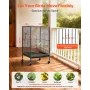 VEVOR Bird Cage, 460 x 460 x 770 mm, Open Flat Top, Wrought Iron Bird Flight Cage with Perches, Slide-Out Tray and Plastic Feede