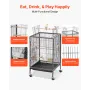 Bird Cage, 460 x 460 x 770 mm, Open Flat Top, Wrought Iron Bird Flight Cage with Perches, Slide-Out Tray and Plastic Feeders, Ca