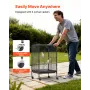 Bird Cage, 460 x 460 x 770 mm, Open Flat Top, Wrought Iron Bird Flight Cage with Perches, Slide-Out Tray and Plastic Feeders, Ca