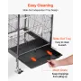 VEVOR Bird Cage, 460 x 460 x 770 mm, Open Flat Top, Wrought Iron Bird Flight Cage with Perches, Slide-Out Tray and Plastic Feede