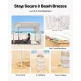 Beach Cabana, 2.4 x 2.4 m Beach Canopy with Side Wall, UPF 50+ Protection Easy Setup Cabana Tent with Sand Pockets, Adjustable H