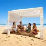 VEVOR Beach Cabana, 2.4 x 2.4 m Beach Canopy with Side Wall, UPF 50+ Protection Easy Setup Cabana Tent with Sand Pockets, Adjust