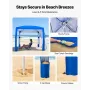 Beach Cabana, 2.4 x 2.4 m Beach Canopy with Side Wall, UPF 50+ Protection Easy Setup Cabana Tent with Sand Pockets, Adjustable H