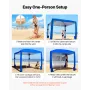 Beach Cabana, 2.4 x 2.4 m Beach Canopy with Side Wall, UPF 50+ Protection Easy Setup Cabana Tent with Sand Pockets, Adjustable H