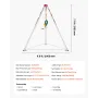 Confined Space Tripod Kit, Heavy Duty Rescue Tripod Lifting Hoist 816 kg Winch, 1.25 m Adjustable Legs, 19.8 m Cable Portable Ki
