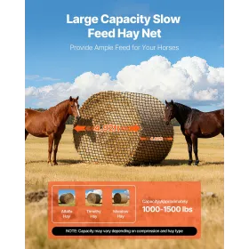 Round Bale Hay Net, 1.5 x 1.5 x 1.5 m, 38.1 x 38.1 mm Holes, PE Material, Knotless Design, with Zip Ties, Needle Shuttle, Repair