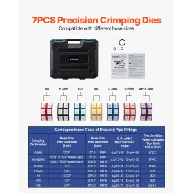 VEVOR Hydraulic Slange Crimper, Hydra-Krimp AC Slange Crimper Kit med 7 Dies Snap-On & bæretaske, Hydraulisk A/C slanger
