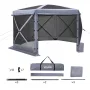 Pop up Gazebo Screen Tent, 3.6 x 3.6 m Large 6-Sided Camping Canopy Tent with Removable Top & Carry Bag, Quick-Set & Bite-Proof,