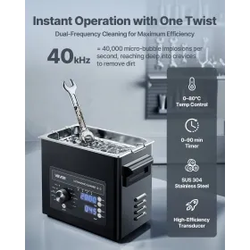 VEVOR 3L Ultrasonic Cleaner, Professionel Ultrasonic Cleaner Machine med Knop Control, Rustfri Stål Rensemaskine med Ba