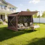 Pop up Gazebo Screen Tent, 3.6 x 3.6 m Large 6-Sided Camping Canopy Tent with Removable Top & Carry Bag, Quick-Set & Bite-Proof,