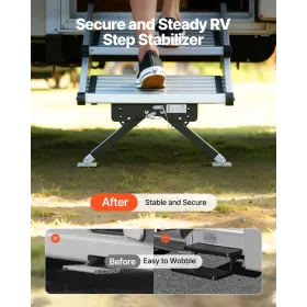RV Step Stabilizer, Height Adjustable Step Stabilizer Kit, Camper Stair Stabilizers with Powder Coated Steel for 5th Wheels, Tra