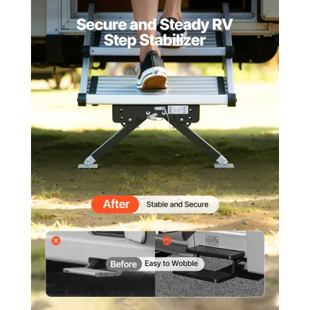 VEVOR RV Step Stabilizer, Height Adjustable Step Stabilizer Kit, Camper Stair Stabilizers with Powder Coated Steel for 5th Wheel