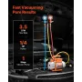 AC Vacuum Pump and Gauge Set, 3.5 CFM 99 L/min, Single Stage Rotary Vane HVAC Vacuum Pump, A/C Manifold Gauge Kit, for R134a R22