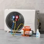 VEVOR AC-vakuumpumpe og -målersæt, 3,5 CFM 99 l/min, enkelttrins roterende vinge HVAC-vakuumpumpe, A/C-manifoldmålersæt, til R13