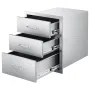 Outdoor Kitchen Drawers 18.11"W x 23.23"D x 23.23"H, Triple-Access Stainless Steel BBQ Drawers with Handles, BBQ Island Drawer f