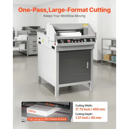 Electric Paper Cutter, Heavy Duty Metal Paper Cutter Machine, 450 mm Cutting Width, 40 mm Cutting Thickness, Electric Guillotine