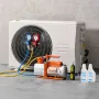 AC Vacuum Pump and Gauge Set, 7 CFM 198 L/min, Two Stage Rotary Vane HVAC Vacuum Pump, A/C Manifold Gauge Kit, for R134a R22 R41