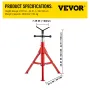 V Head Pipe Stand 1/8"-12" Capacity, Adjustable Height 610mm-1067mm, Pipe Jack Stands 1134kg Load Capacity, Portable Folding Pip