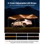 270 Degree Awning with Bulit-in LED Lights, 10.9 ㎡ Driver Side Vehicle Awning, Waterproof UV50+ Car Side Awnings, All-Weather Fr