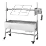Rotisserie Grill, 38W BBQ Outdoor Pig & Lamb Spit Roaster, Charcoal Spit Roaster with 60 kg Capacity, Wheels & 7-Level Height, S